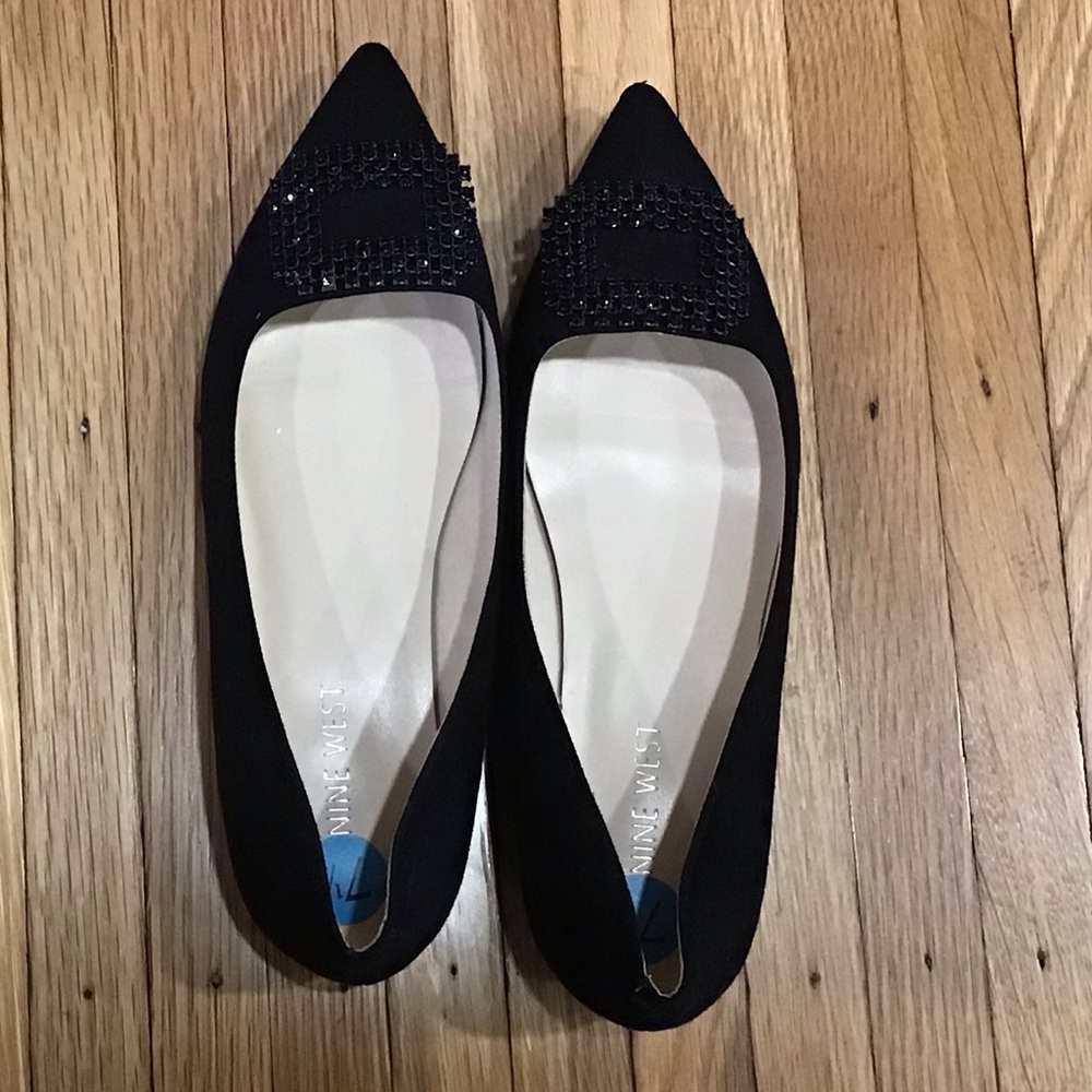 black Nine West shoes with black gems size 7.5